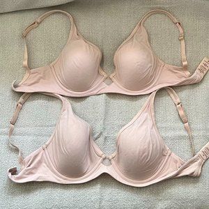 Pair of ThirdLove 24/7® Cotton Plunge Bras 32DD/32E